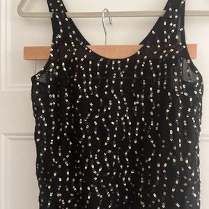 Loft  black tank with gold sequins